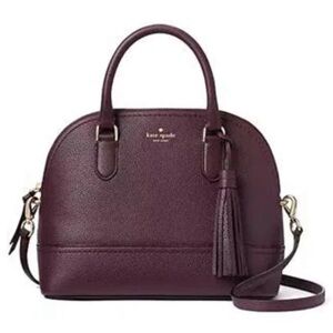 ♠️ Kate Spade Pebbled Leather McCall Street Carli Plum Doom Satchel with Tassel